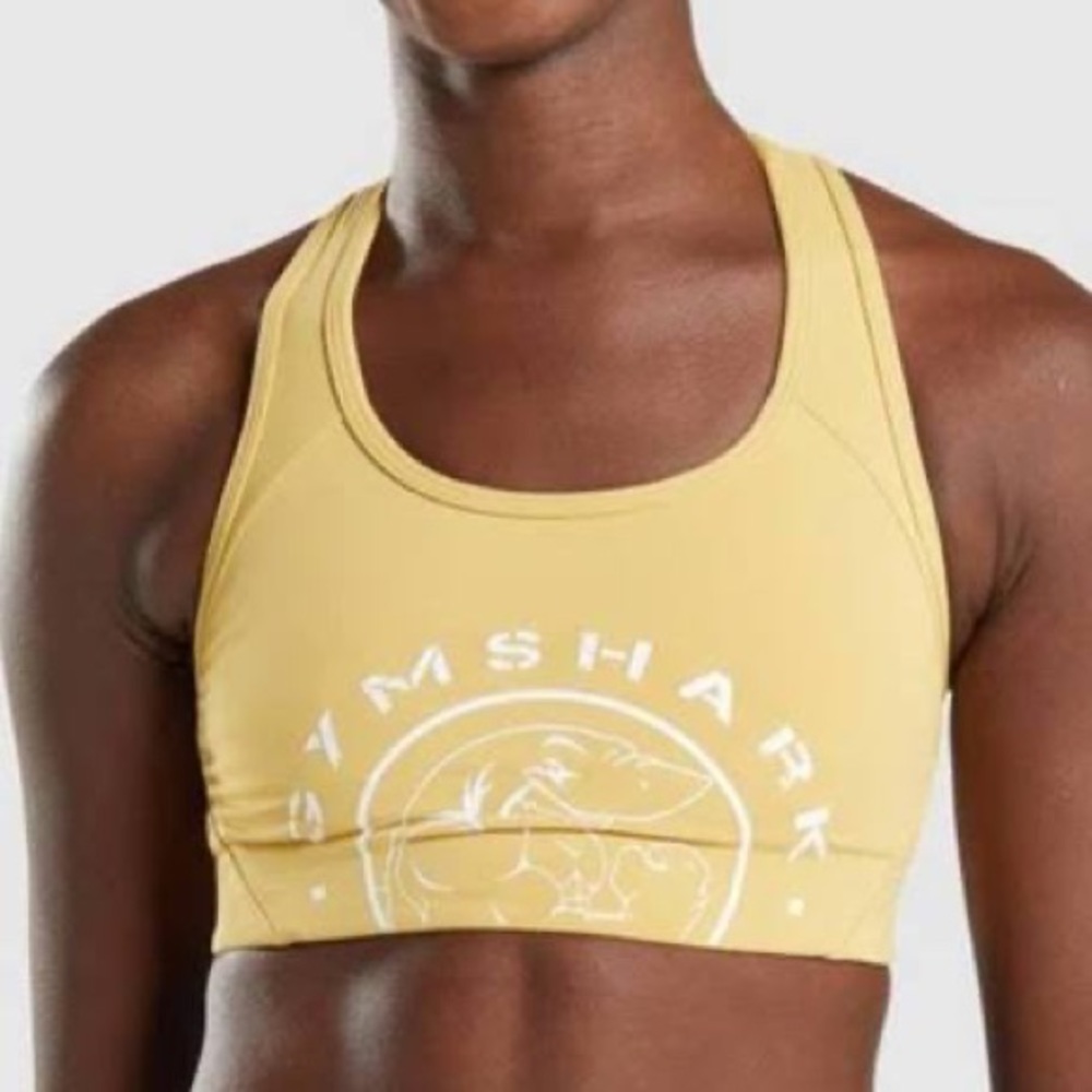 NWT Gymshark Legacy Graphic Sports Bra in Yellow Sz X-Large